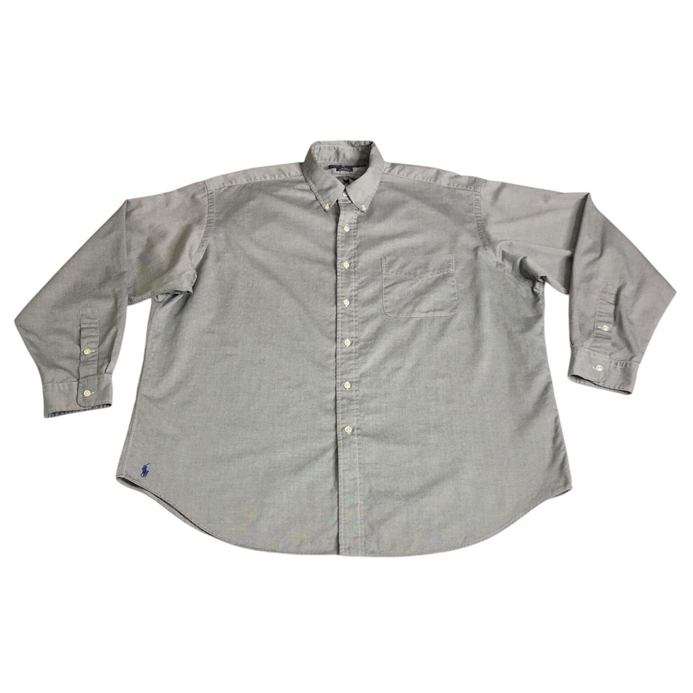 Vintage Ralph Lauren Blake Shirt Men XL Gray Button Up Long Sleeve Preppy Cotton